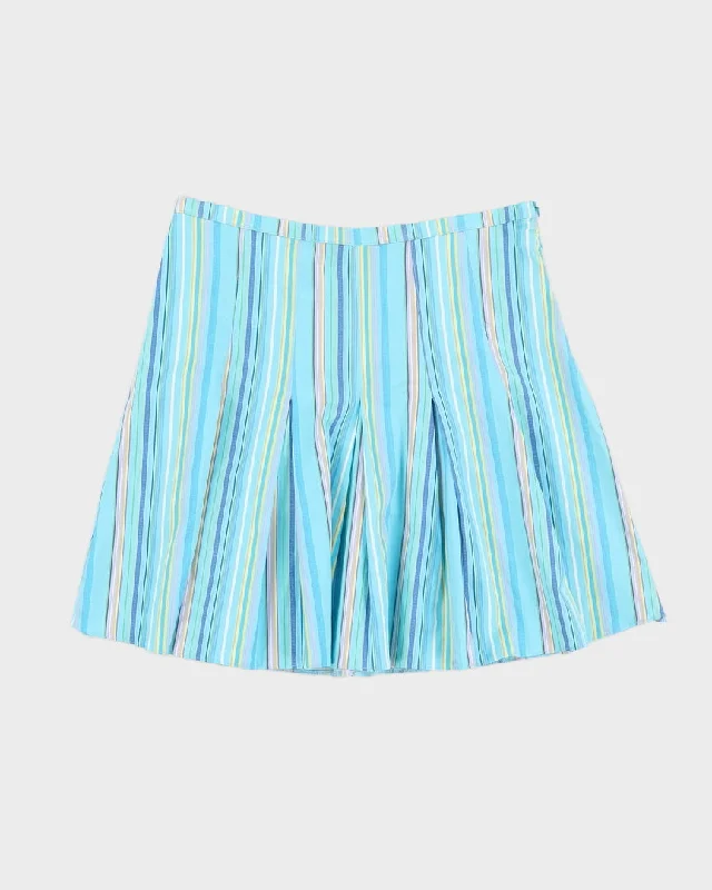 Y2K 00s Rinascimento Blue Pleated Stripe Mini Skirt - M leather skirt durable