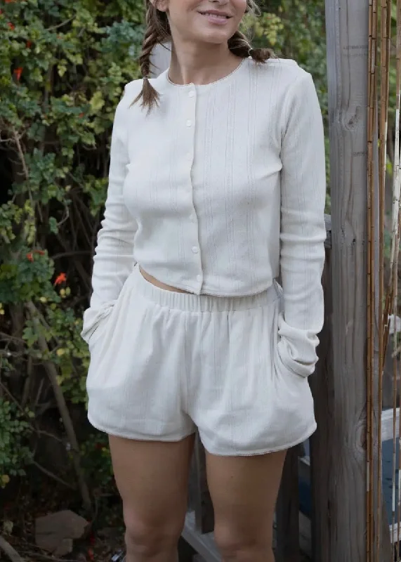 Basic Pointelle Cardigan Silk Blend Satin Velvet