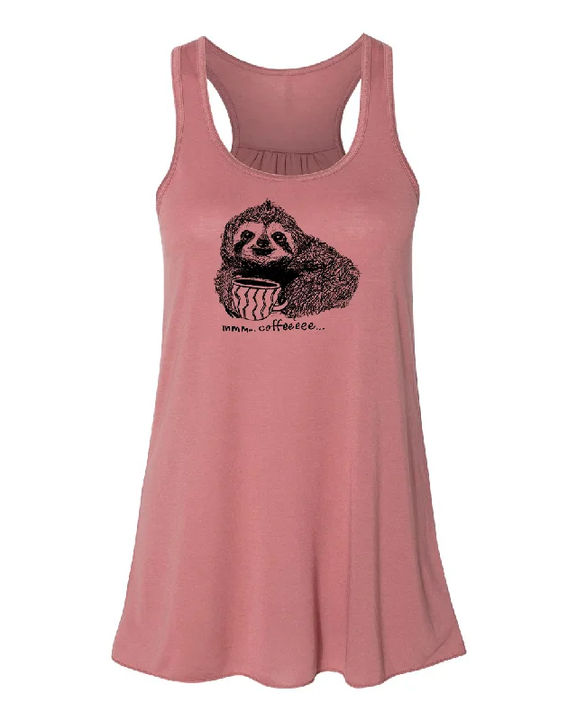 Coffee Sloth: Women's Flowy Tank solid color tank