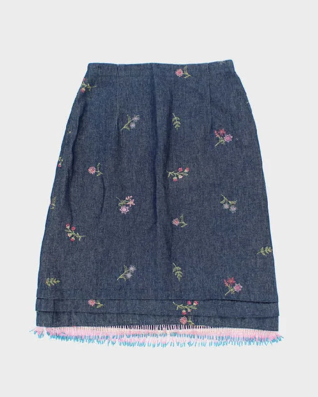Vintage Y2k 00s Denim Beaded Skirt - XS corduroy skirt durable