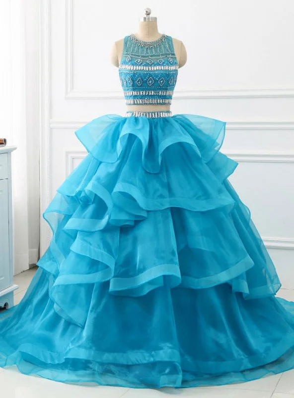 Two Pieces Sweet Princess Dresses Prom Party Dress with Beaded Ruffles Tunics Essential wardrobe Two Pieces Sweet Princess Dresses Prom Party Dress with Beaded Ruffles Tunics Essential wardrobe