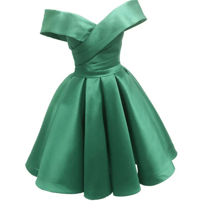 Green Satin Sweetheart Off Shoulder Satin Party Dress, Green Homecoming Dress Prom Dress Tunics Party sparkling Green Satin Sweetheart Off Shoulder Satin Party Dress, Green Homecoming Dress Prom Dress Tunics Party sparkling