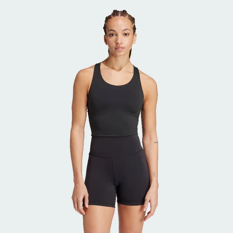Women's adidas All Me Medium-Support Long Line Bra Tank Top sage tank top