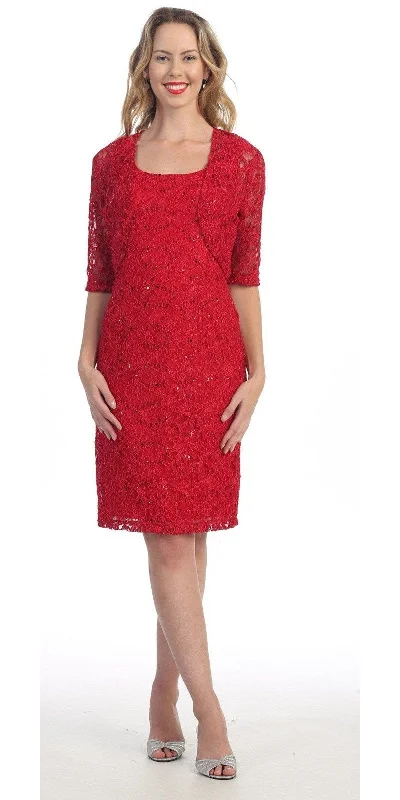 Celavie 2462 Modest Short Lace Dress With Matching Bolero Jacket Toggled Jacket Drawstring Jacket Belted Jacket Celavie 2462 Modest Short Lace Dress With Matching Bolero Jacket Toggled Jacket Drawstring Jacket Belted Jacket