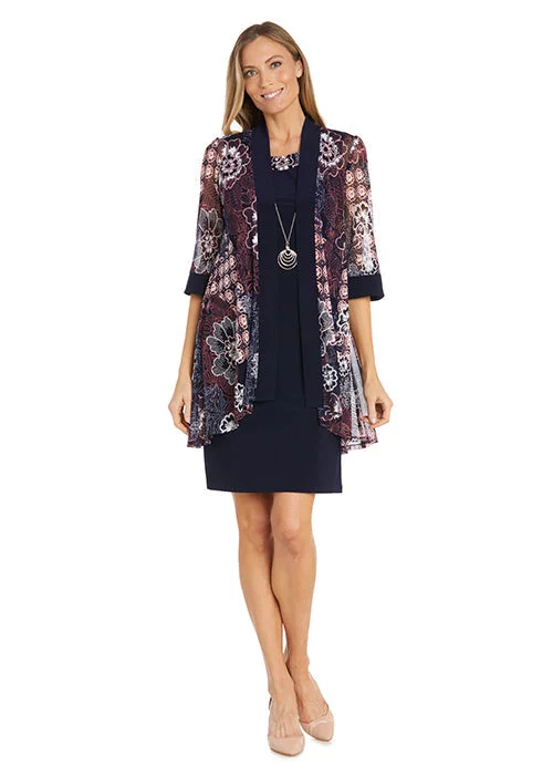 R&M Richards 1302 Short Mother of the Bride Printed Jacket Dress Denim Fabric Leather Fabric Suede Fabric R&M Richards 1302 Short Mother of the Bride Printed Jacket Dress Denim Fabric Leather Fabric Suede Fabric