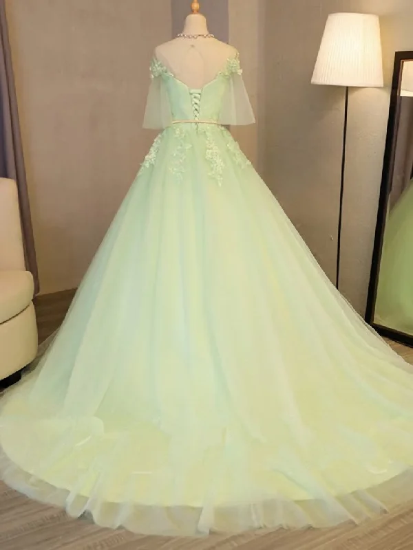 Lovely Green Tulle Long Formal Dress Party Dresses, Green Evening Gown Prom Dress Glittery Long Formal Lovely Green Tulle Long Formal Dress Party Dresses, Green Evening Gown Prom Dress Glittery Long Formal