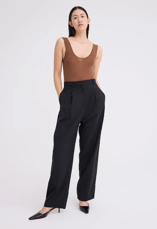 Nisha Wool Pant - Black Elegant Silk Pants