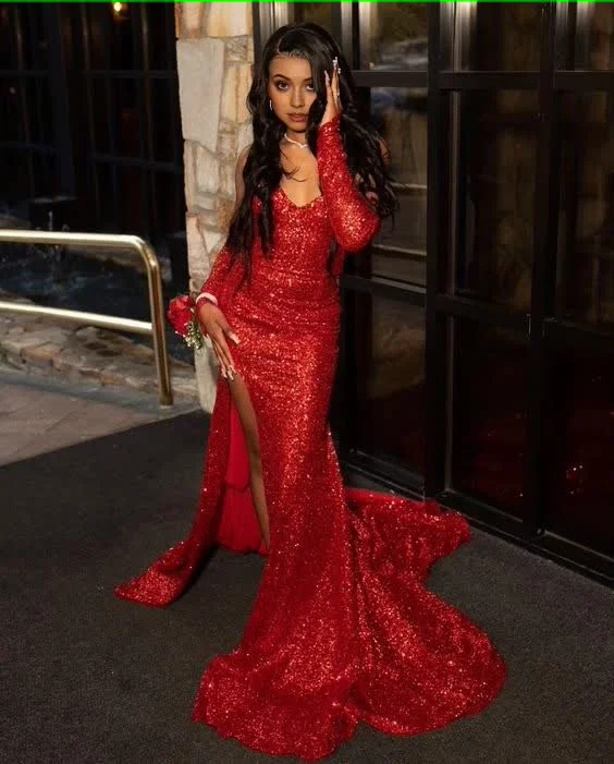 Sequins Prom Dress, Red Party Dresses, Mermaid Evening Dresses Tunics Hiking breathable Sequins Prom Dress, Red Party Dresses, Mermaid Evening Dresses Tunics Hiking breathable