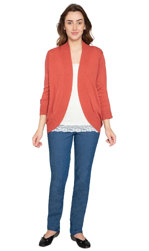 Women's Curved Hem Cardigan - Open Front in Soft Cashmere like Fabric Mesh Cardigan Canvas Denim Women's Curved Hem Cardigan - Open Front in Soft Cashmere like Fabric Mesh Cardigan Canvas Denim