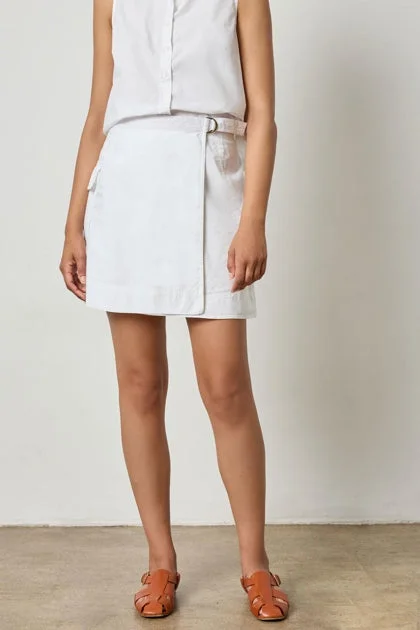 White Eyelet Pocket Wrap Skirt velvet skirt rich
