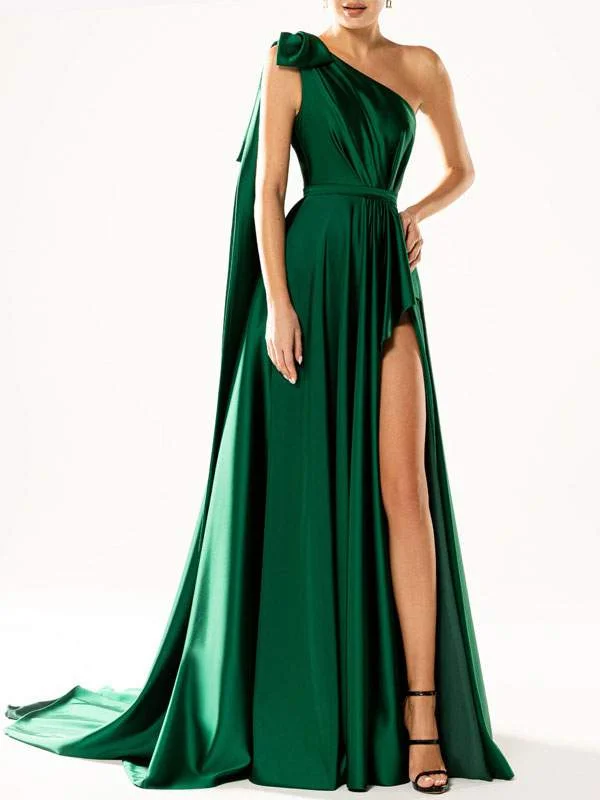 PARTY DRESSES GREEN ONE SHOULDER SLEEVELESS OPEN SHOULDER HIGH SLIT LONG SEMI FORMAL DRESS Tunics Handmade artisanal PARTY DRESSES GREEN ONE SHOULDER SLEEVELESS OPEN SHOULDER HIGH SLIT LONG SEMI FORMAL DRESS Tunics Handmade artisanal