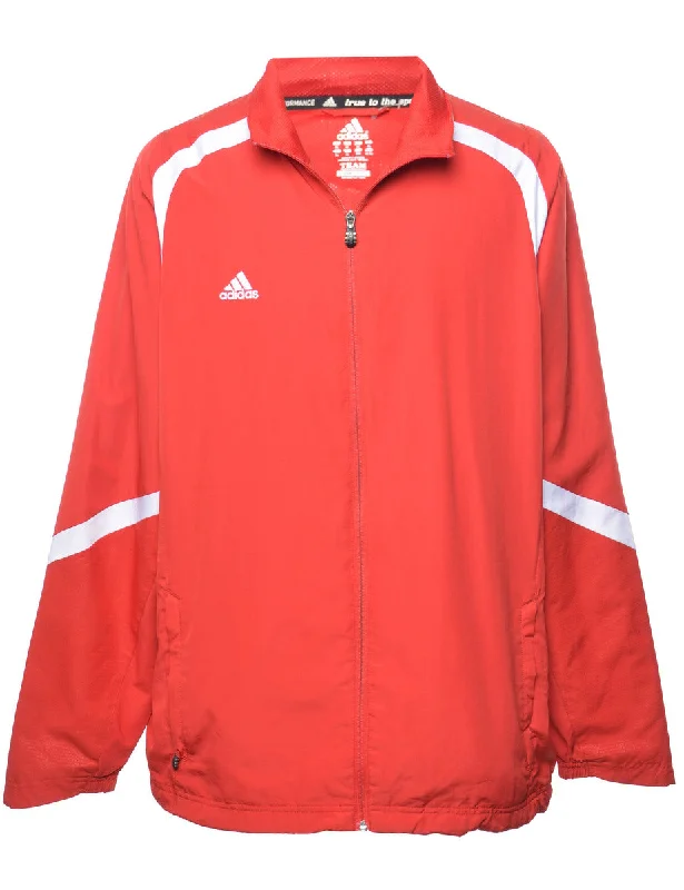 Adidas Red Zip-Front Jacket - XL Chenille Fabric Brocade Fabric Lace Fabric