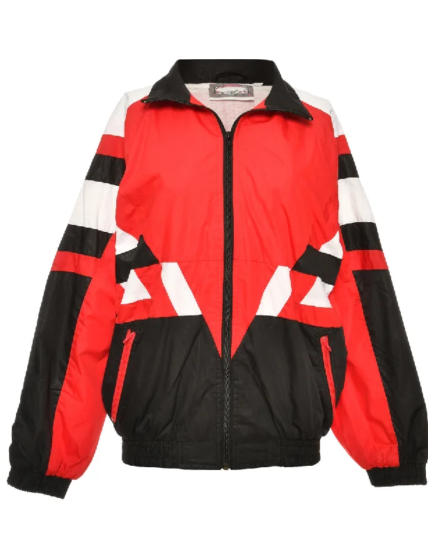 Zip-Front Red, Black & White Contrast Jacket - XS Faux Fur Jacket Real Fur Jacket Shearling Jacket Zip-Front Red, Black & White Contrast Jacket - XS Faux Fur Jacket Real Fur Jacket Shearling Jacket