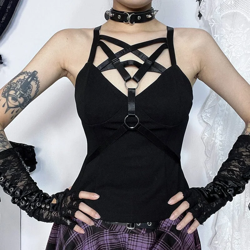 Women's Punk Star Strap Tank Top lavender tank top