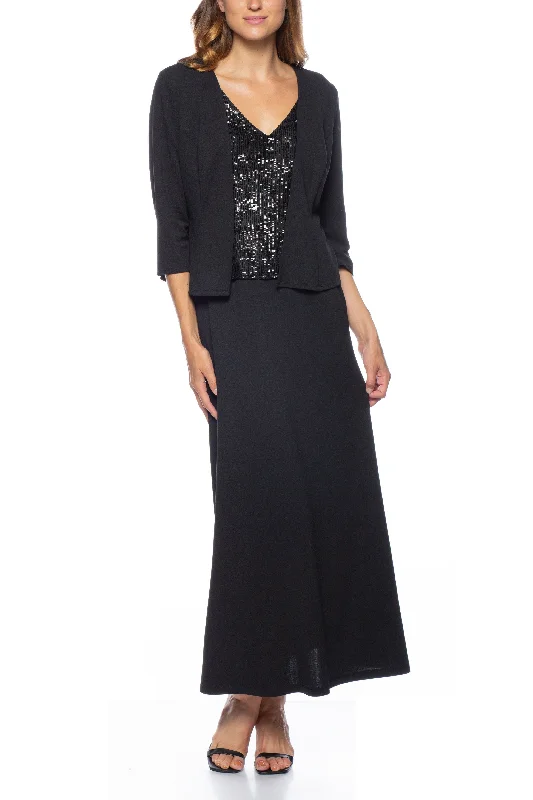 Marina Long V Neck Sequined Dress Jacket Set Stand-Up Collar Roll-Neck Collar Turtle Neck Marina Long V Neck Sequined Dress Jacket Set Stand-Up Collar Roll-Neck Collar Turtle Neck