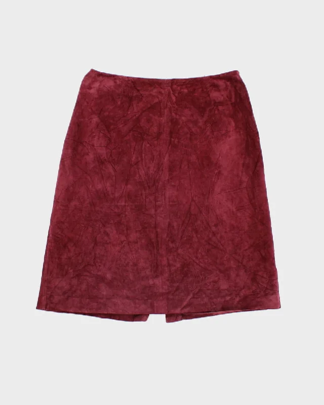 80's Leather Suede Maroon Skirt - W30 wool skirt breathable