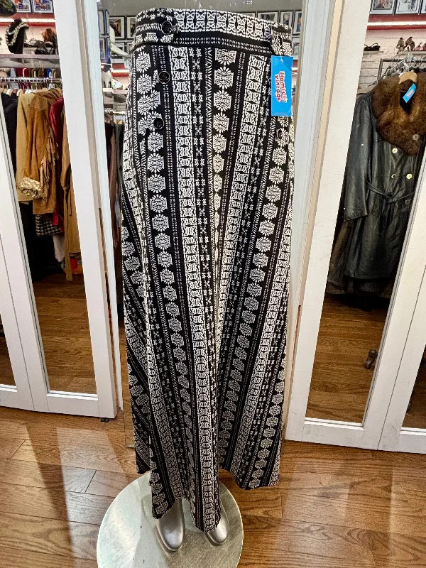 00’s Gray & Black Printed Maxi Revival Skirt silk skirt sleek