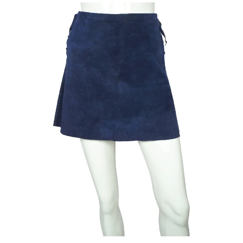 Vintage 60s Micro Mini Skirt Blue Suede Leather Lace Up Sz M corduroy skirt durable