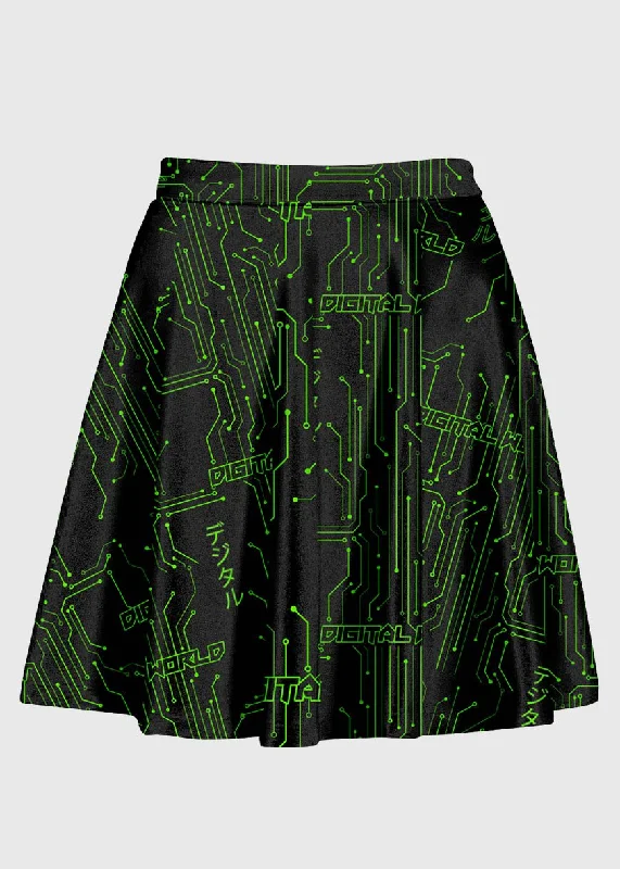 Digital World Techno Cyber Raver High Waist Skirt wool skirt sturdy