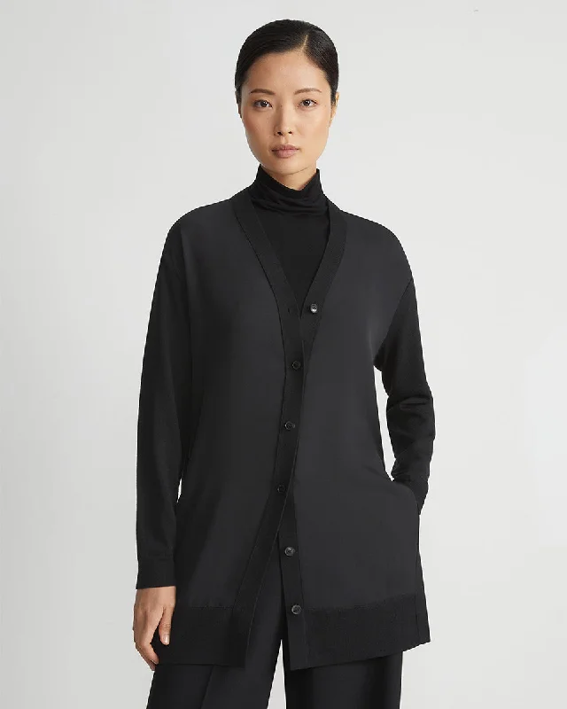 Responsible Fine Gauge Merino & Oreganic Silk Georgette Cardigan Oversized Loose Flowy Responsible Fine Gauge Merino & Oreganic Silk Georgette Cardigan Oversized Loose Flowy