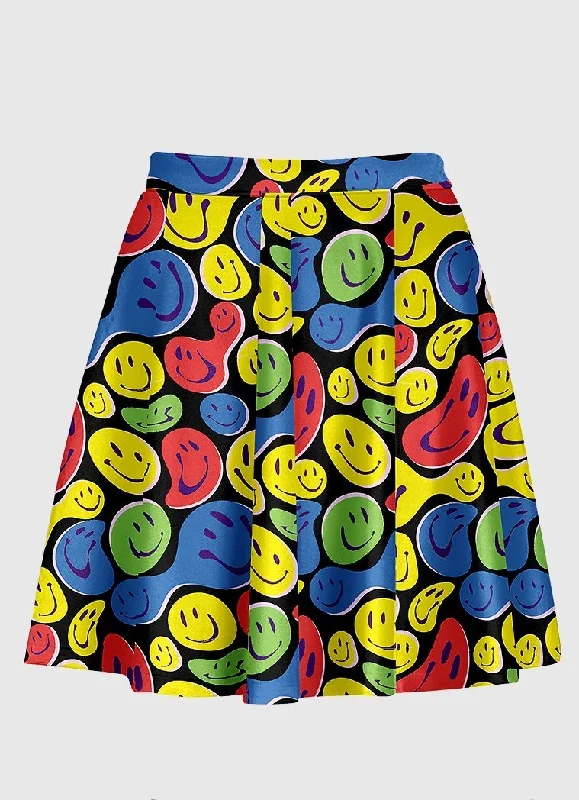 Twisted Smiley Black Flare Skirt linen skirt relaxed