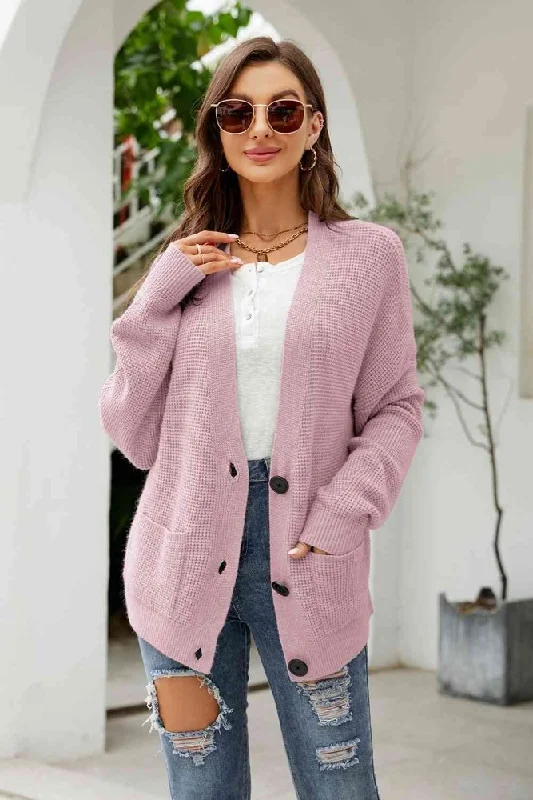 Button Up Drop Shoulder Long Sleeve Cardigan Slim Fit Regular Fit Oversized