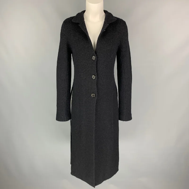 ANN DEMEULEMEESTER Size 2 Black Knitted Wool / Alpaca Cardigan Slim Fit Regular Fit Oversized ANN DEMEULEMEESTER Size 2 Black Knitted Wool / Alpaca Cardigan Slim Fit Regular Fit Oversized