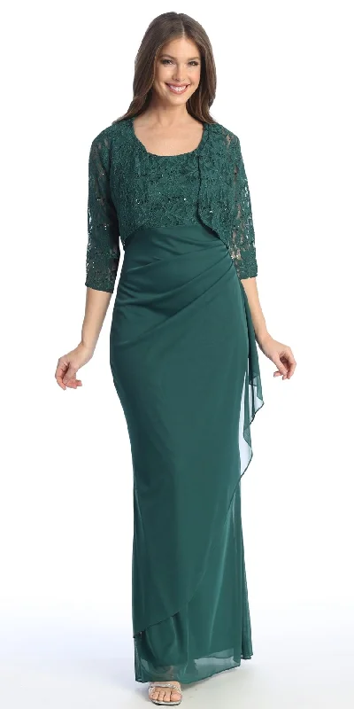 Celavie 6570-L Full Length Chiffon Lace Bodice Evening Dress with Bolero Jacket Knit Fabric Woven Fabric Fleece Fabric Celavie 6570-L Full Length Chiffon Lace Bodice Evening Dress with Bolero Jacket Knit Fabric Woven Fabric Fleece Fabric