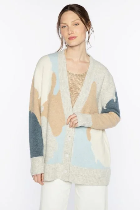 Kinross Cashmere Lofty Intarsia Cardigan Spandex Rayon Corduroy