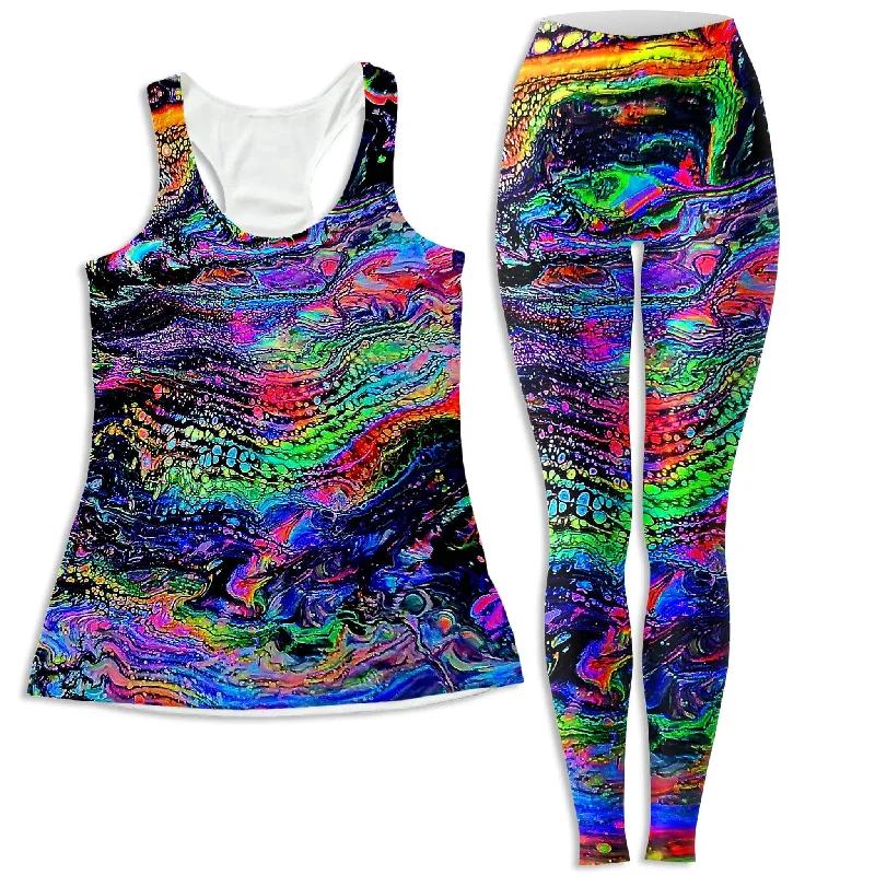 Galactic Drip Women's Tank and Leggings Combo mesh tank top
