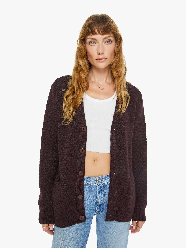 La Paz Abreu Cardigan - Marsala Front Pockets Side Pockets Patch Pockets