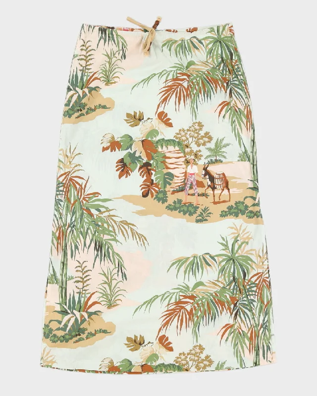 Leaf Print Low-Waisted Summer Skirt - XS modal blend skirt