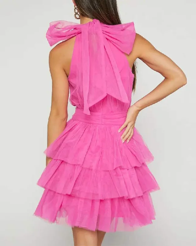 SHEER MESH TIED DETAIL LAYERED PARTY DRESS Tunics Spring floral