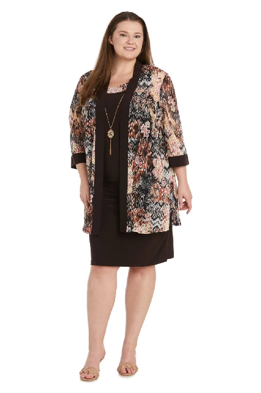 R&M Richards 9596W Floral Print Short Plus Size Jacket Dress Tiered Jacket Buttoned Jacket Zippered Jacket R&M Richards 9596W Floral Print Short Plus Size Jacket Dress Tiered Jacket Buttoned Jacket Zippered Jacket