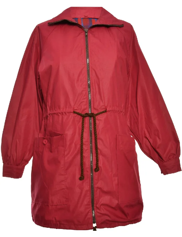 Zip-Front Maroon Classic Jacket - L Cardigan Sweater Pullover