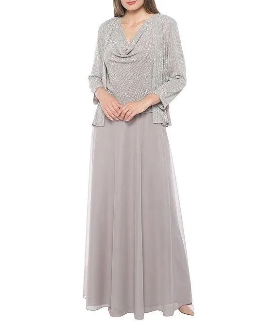Marina Long Formal Sleeveless Glitter Jacket Dress One-Shoulder Jacket Off-the-Shoulder Jacket Asymmetrical Jacket Marina Long Formal Sleeveless Glitter Jacket Dress One-Shoulder Jacket Off-the-Shoulder Jacket Asymmetrical Jacket