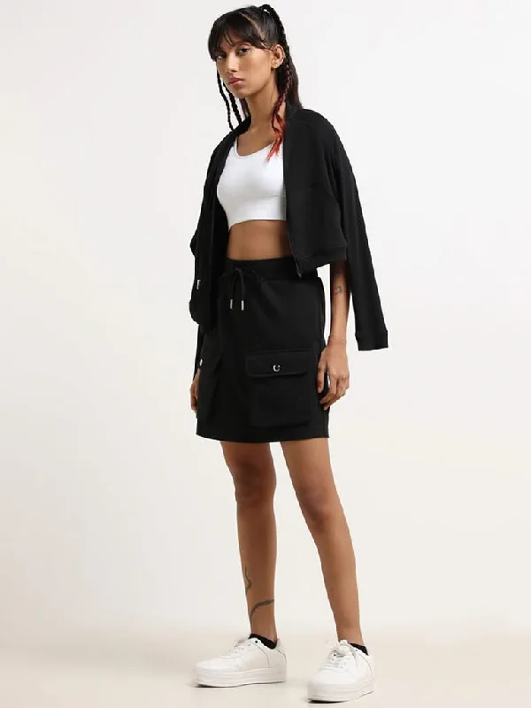 Studiofit Black Cotton Mini Skirt linen skirt natural