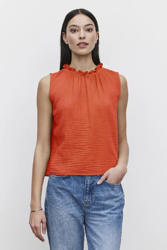 BIANCA COTTON GAUZE TANK TOP fitted tank top