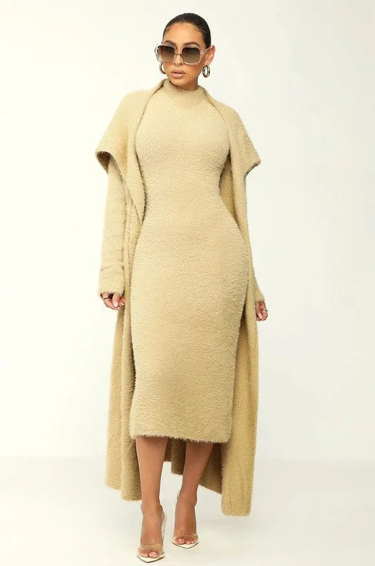 SKIM TWO PCS CARDIGAN DRESS SET Chenille Brocade Lace