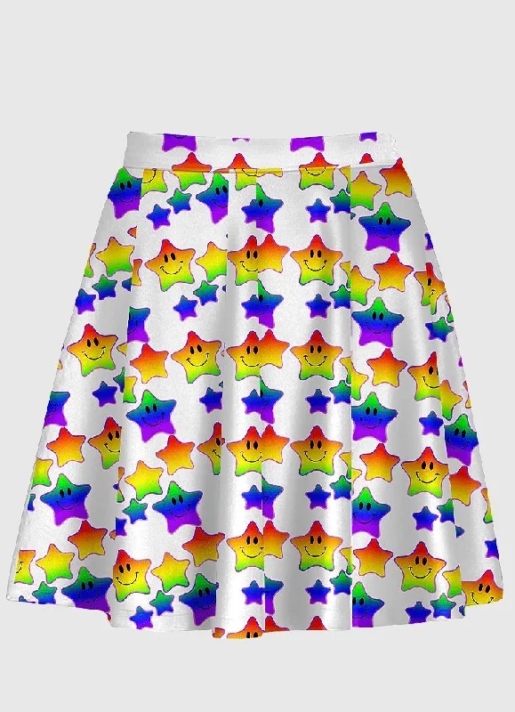 Star Rainbow Road White Skirt maxi skirt elegant