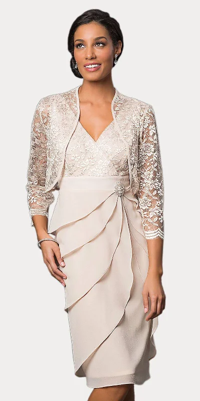Sally Fashion 8723 Short Formal Dress V-Neck Lace Chiffon 3/4 Sleeve Jacket Oversized Jacket Tailored Jacket Straight Jacket Sally Fashion 8723 Short Formal Dress V-Neck Lace Chiffon 3/4 Sleeve Jacket Oversized Jacket Tailored Jacket Straight Jacket