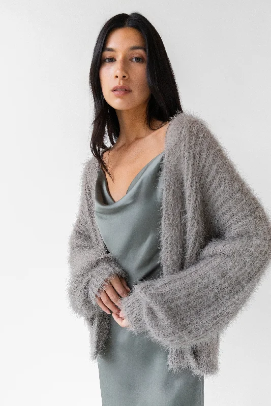 FUZZY OPEN FRONT CARDIGAN Transparent Opaque Sheer
