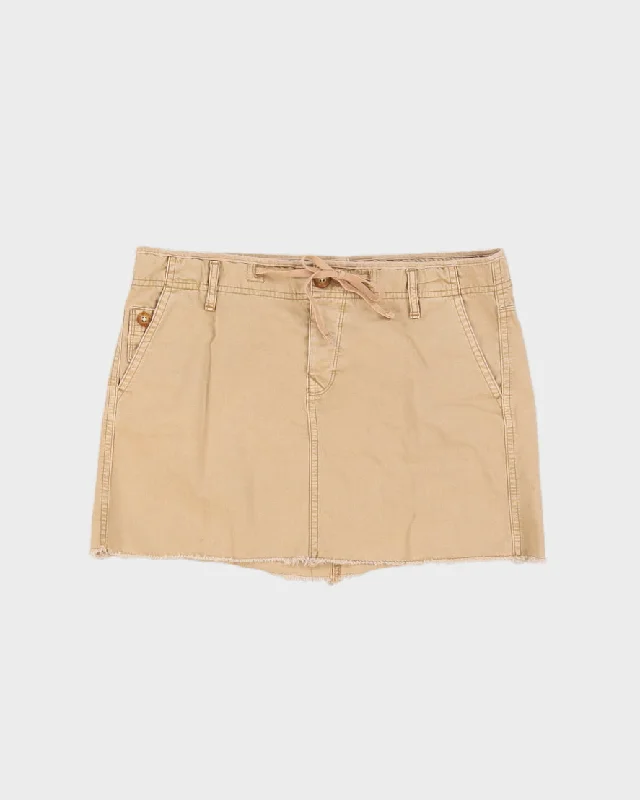 Y2K 00s Beige Cargo Mini Skirt With Raw Hem - M/L denim skirt classic