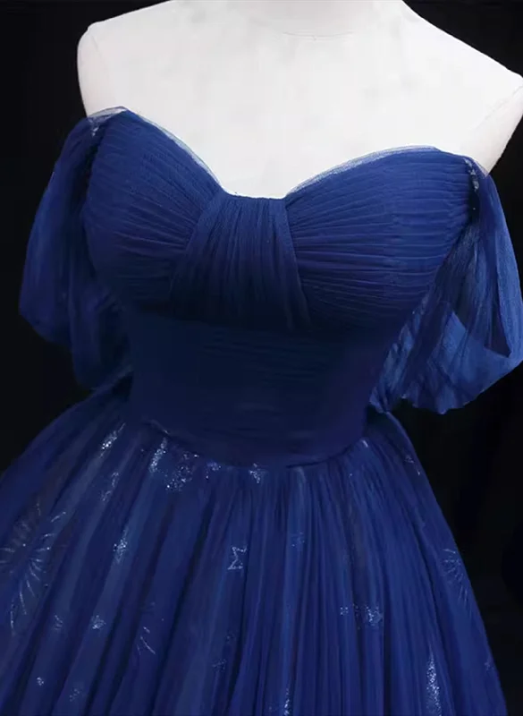Navy Blue Tulle Sweetheart A-line Prom Dress Party Dress, Navy Blue Floor Length Evening Dress Tunics Silk luxurious Navy Blue Tulle Sweetheart A-line Prom Dress Party Dress, Navy Blue Floor Length Evening Dress Tunics Silk luxurious