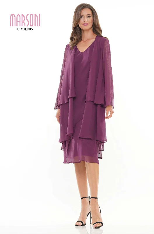 Marsoni by Colors -M307 Chiffon Sheath Dress With Jacket Ribbed Jacket Pleated Jacket Ruffled Jacket Marsoni by Colors -M307 Chiffon Sheath Dress With Jacket Ribbed Jacket Pleated Jacket Ruffled Jacket
