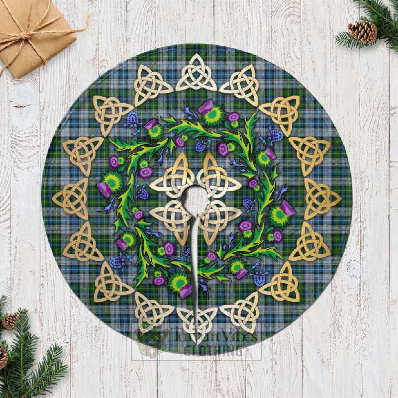 MacNeil (McNeil) Tartan Christmas Tree Skirt with Thistle Celtic Knot Style linen skirt natural MacNeil (McNeil) Tartan Christmas Tree Skirt with Thistle Celtic Knot Style linen skirt natural
