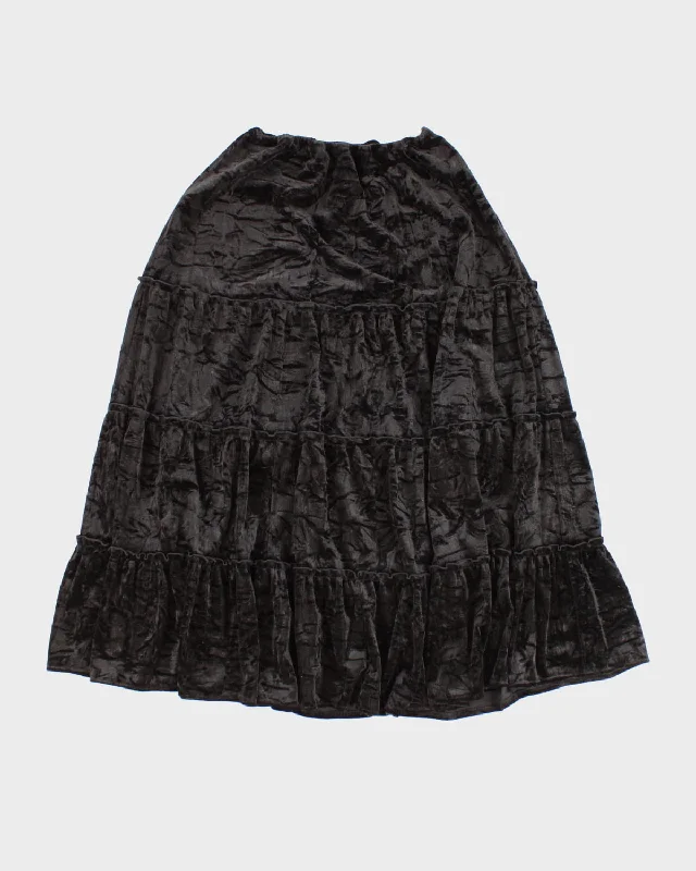 Y2K 00s Bianca Nygard Velvet Tiered Skirt - M denim skirt trendy