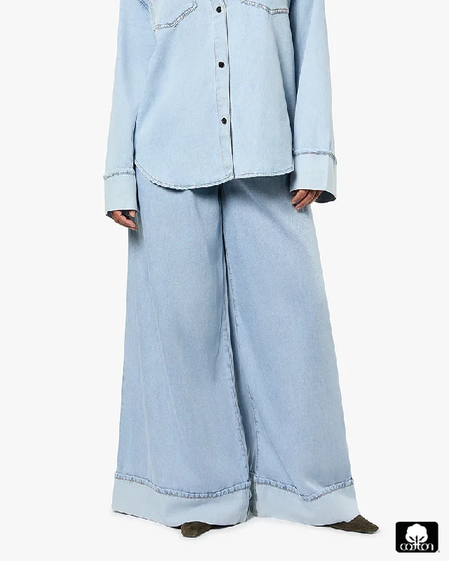 High Waisted Pleated Super Wide Leg Pant Relaxed Casual Leggings