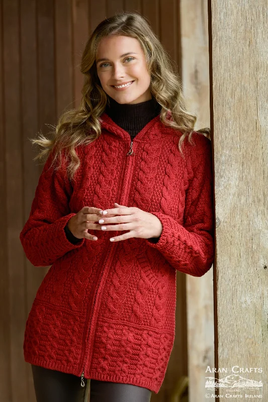Aran Zip Cardigan with Hood [4 Colors] Crew Neck V-Neck Turtle Neck