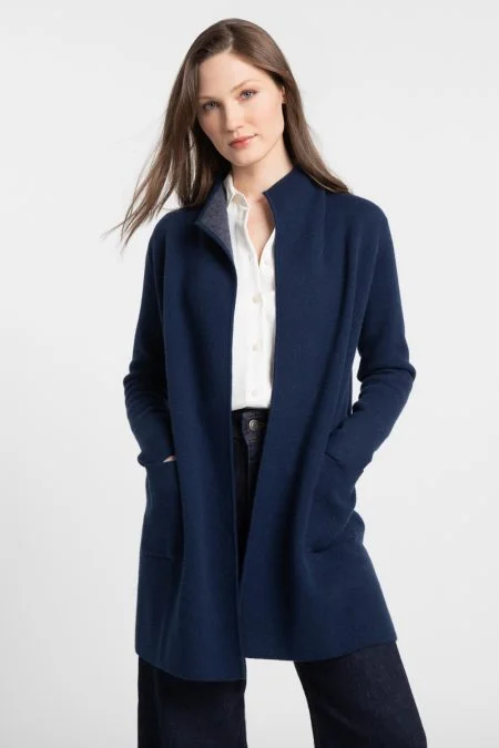 Kinross Cashmere Doubleknit Cardigan Solid Print Embellished
